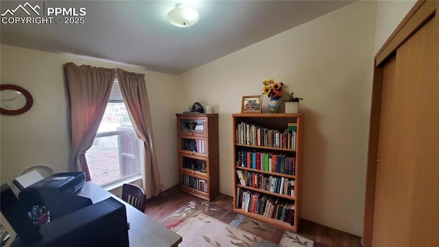 office space with wood finished floors