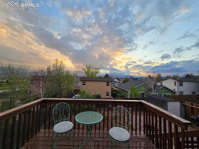 3450 Galleria Ter, Colorado Springs, CO 80916 - deck at dusk with a residential view