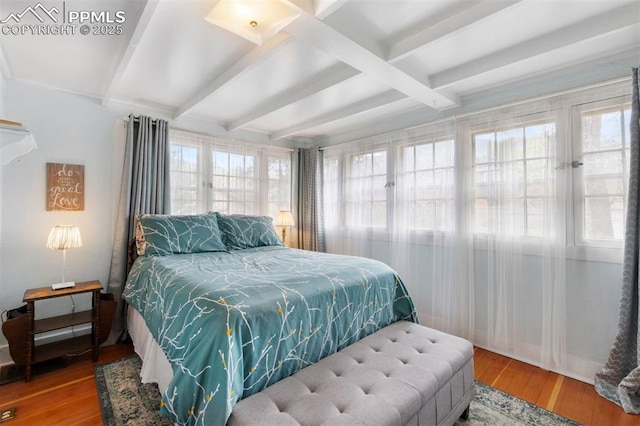 25 Highland St, Colorado Springs, CO 80906 - bedroom with beamed ceiling and hardwood / wood-style flooring