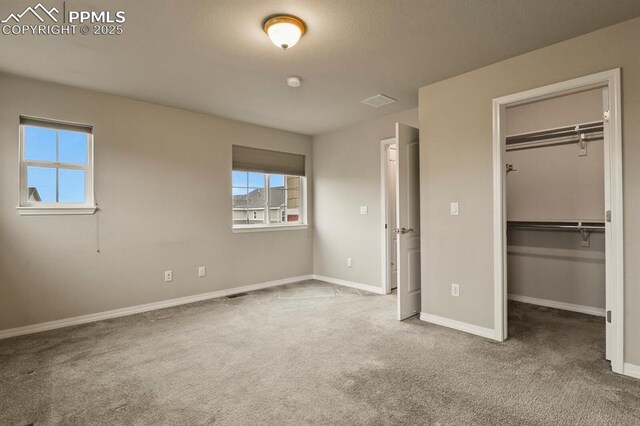 8806 Bella Flora Hts, Colorado Springs, CO 80924 - unfurnished bedroom with carpet flooring, baseboards, a spacious closet, and a closet