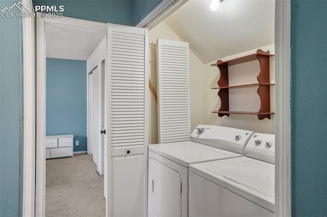 4720 Live Oak Dr, Colorado Springs, CO 80916 - washroom with separate washer and dryer and light colored carpet