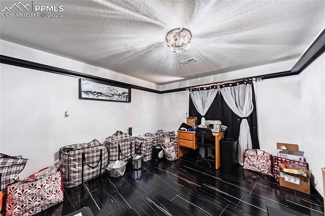 office with a textured ceiling
