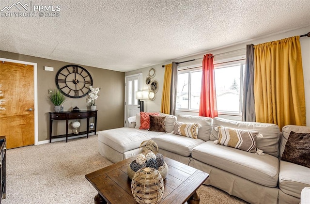 1085 6th St, Limon, CO 80828 - living room featuring carpet flooring and a textured ceiling