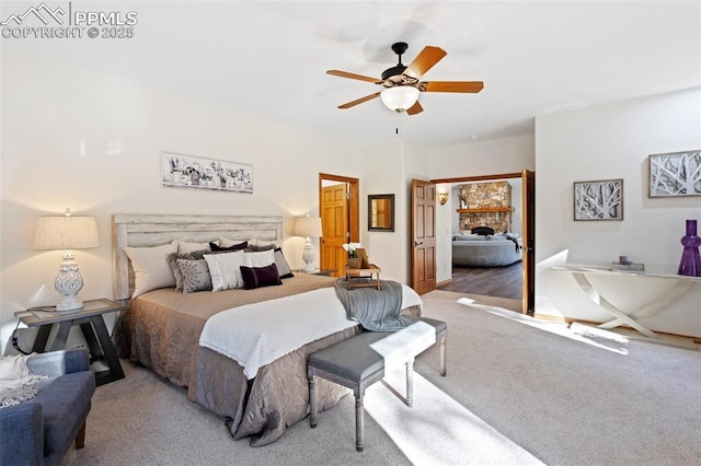 4415 Hidden Rock Rd, Colorado Springs, CO 80908 - carpeted bedroom with a ceiling fan