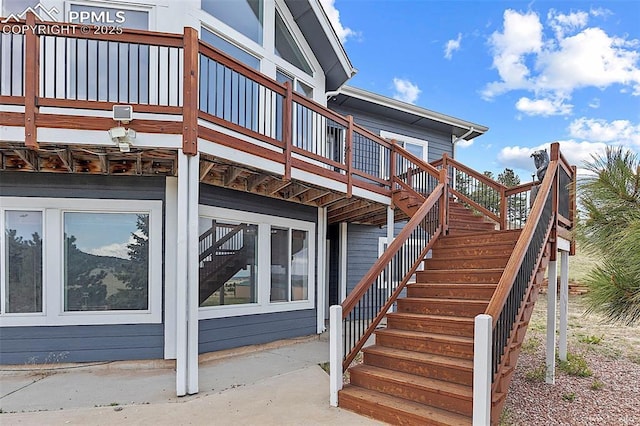 17880 Plains Edge Ct, Peyton, CO 80831 - exterior space with a wooden deck and stairway