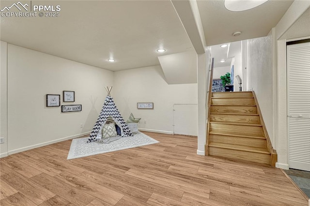 26 Mountain View Rd, Manitou Springs, CO 80829 - recreation room with light wood finished floors, recessed lighting, and baseboards