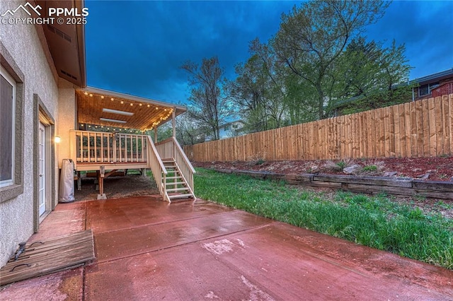 26 Mountain View Rd, Manitou Springs, CO 80829 - view of patio / terrace featuring stairway, a fenced backyard, and a deck
