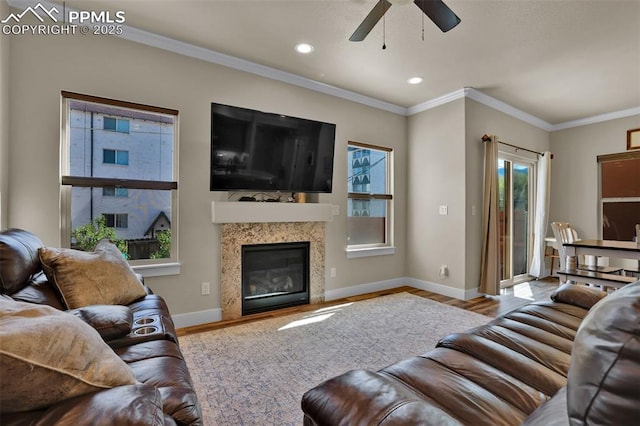 835 Redemption Pt, Colorado Springs, CO 80905 - living area with baseboards, ceiling fan, plenty of natural light, and wood finished floors