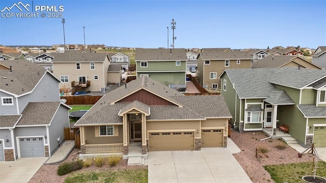 10842 Scenic Brush Dr, Peyton, CO 80831 - view of front of house featuring a residential view, driveway, an attached garage, and a shingled roof