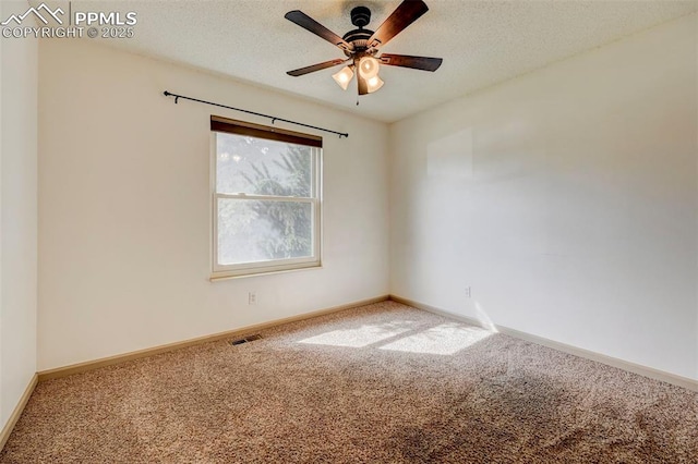 1120 Pipestone Ct, Colorado Springs, CO 80911 - unfurnished room featuring carpet, a ceiling fan, baseboards, and a textured ceiling