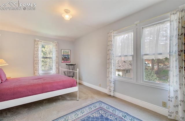 carpeted bedroom featuring baseboards