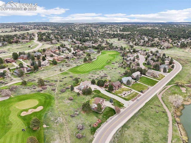 aerial overview of property's location with a golf club