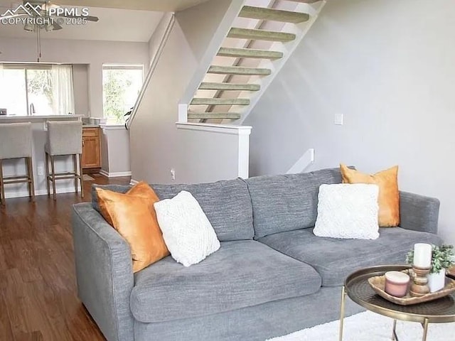 4070 Autumn Heights Dr Unit D, Colorado Springs, CO 80906 - living area featuring baseboards and dark wood-style floors