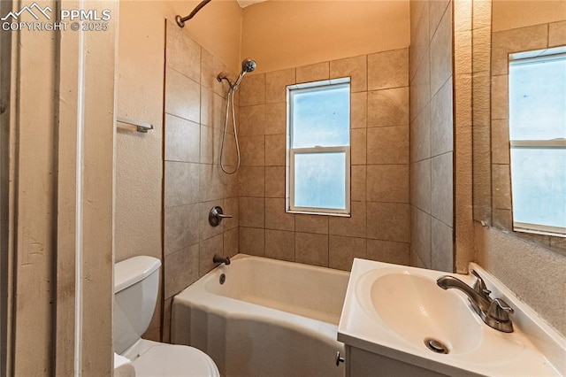 1503 Cheyenne Blvd, Colorado Springs, CO 80906 - bathroom featuring healthy amount of natural light, toilet, vanity, and shower / bath combination