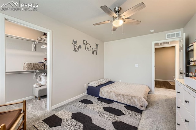 5905 Longford Way, Colorado Springs, CO 80927 - bedroom with light colored carpet, visible vents, baseboards, and a ceiling fan