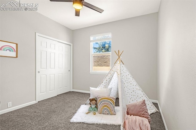 12383 Pine Valley Cir, Peyton, CO 80831 - game room featuring ceiling fan, carpet floors, and baseboards