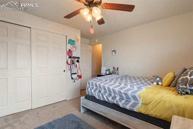 17090 Forest Green Way, Elbert, CO 80106 - carpeted bedroom featuring a closet and a ceiling fan