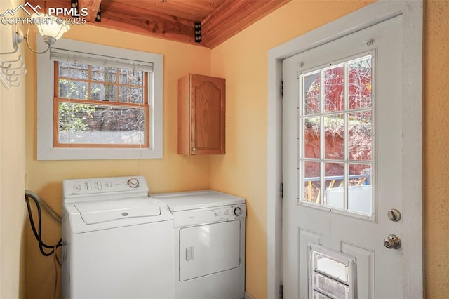 18 Fountain Pl, Manitou Springs, CO 80829 - washroom featuring washer and clothes dryer, plenty of natural light, and cabinet space