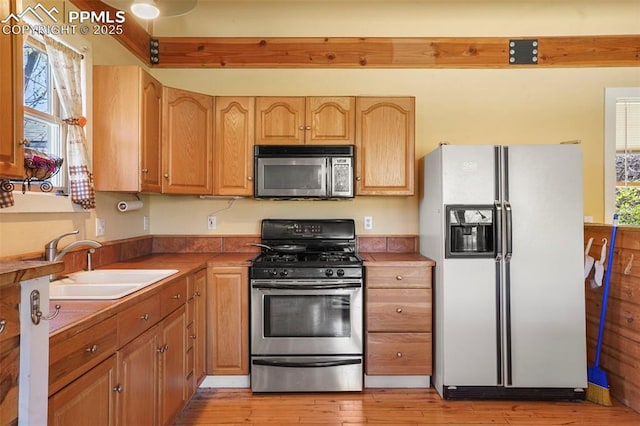 18 Fountain Pl, Manitou Springs, CO 80829 - kitchen featuring stainless steel appliances, a sink, and light wood finished floors