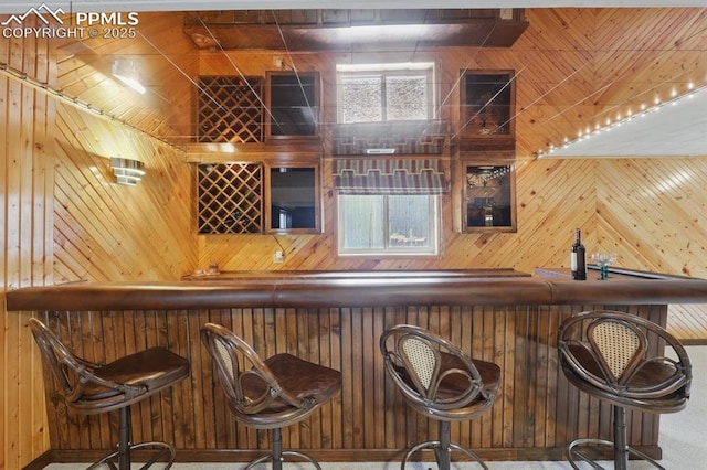 5050 Bunk House Ln, Colorado Springs, CO 80917 - indoor dry bar featuring wood walls