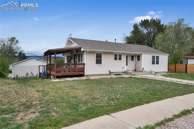 1416 N Foote Ave, Colorado Springs, CO 80909 - ranch-style house with a deck and a shingled roof