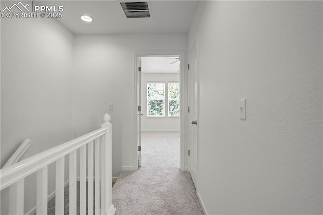 1118 Walters Pt, Monument, CO 80132 - hall featuring an upstairs landing, carpet floors, and recessed lighting