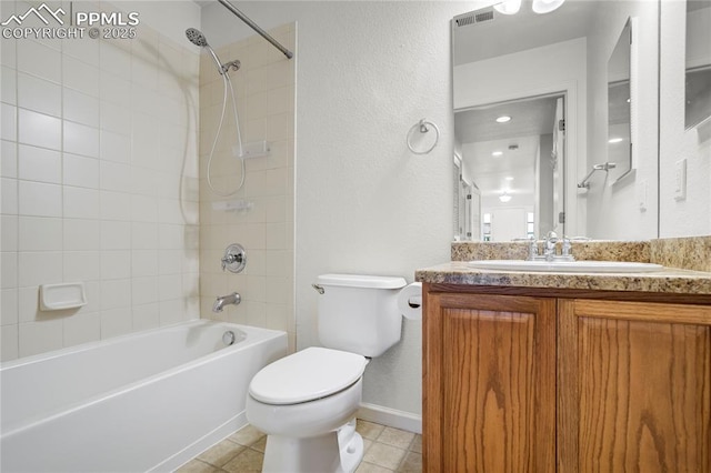 1118 Walters Pt, Monument, CO 80132 - bathroom with vanity, shower / bathtub combination, tile patterned flooring, and a textured wall