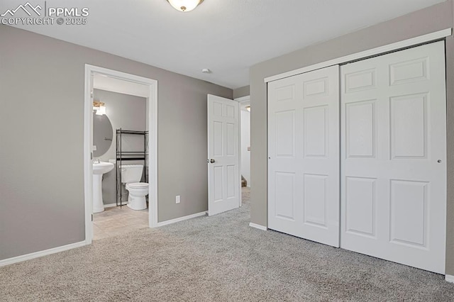 7920 Conifer Dr, Colorado Springs, CO 80920 - unfurnished bedroom featuring carpet floors, a closet, baseboards, and ensuite bath