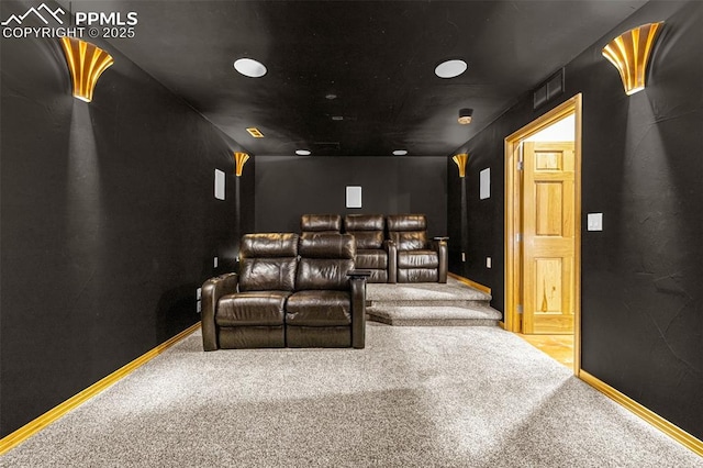 17995 Minglewood Trl, Monument, CO 80132 - carpeted home theater room featuring baseboards