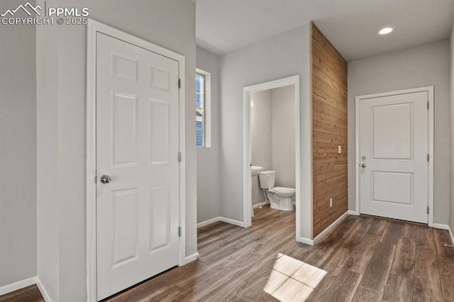 7238 Fauna Glen Dr, Colorado Springs, CO 80927 - foyer with dark wood-style floors and recessed lighting
