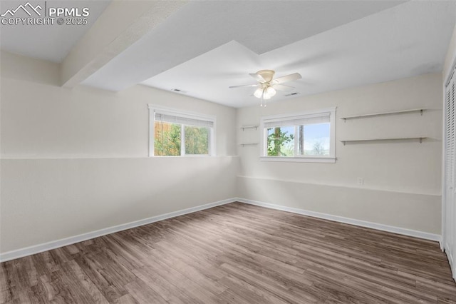 4650 Cassidy St, Colorado Springs, CO 80911 - unfurnished room featuring a ceiling fan, wood finished floors, and baseboards