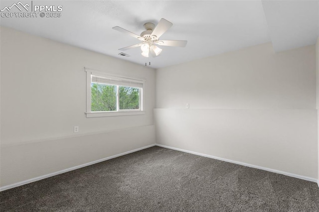 4650 Cassidy St, Colorado Springs, CO 80911 - carpeted spare room featuring visible vents, baseboards, and ceiling fan