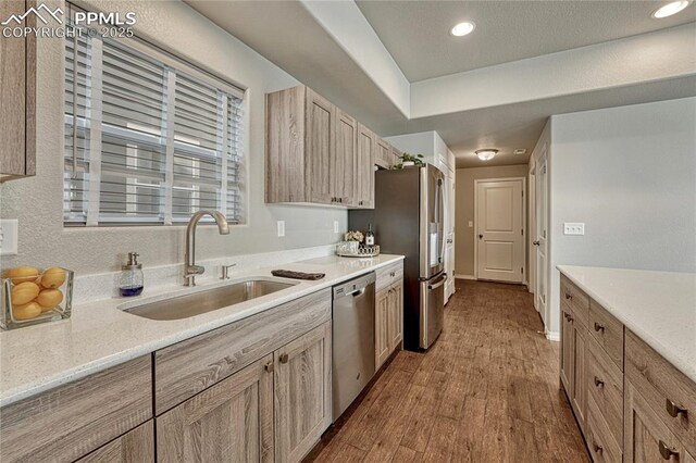 4342 Kaolin Ct, Colorado Springs, CO 80938 - kitchen with stainless steel appliances, wood finished floors, and recessed lighting
