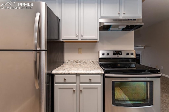 1295 Soaring Eagle Dr, Colorado Springs, CO 80915 - kitchen featuring appliances with stainless steel finishes and under cabinet range hood