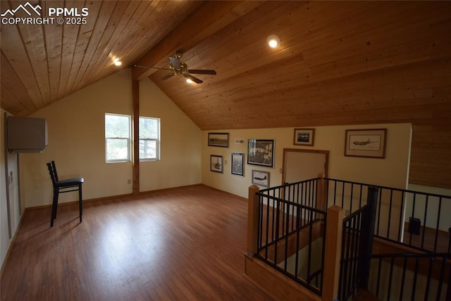 78 Powderhorn Ln, Florissant, CO 80816 - bonus room featuring a ceiling fan, wood finished floors, lofted ceiling, and wood ceiling