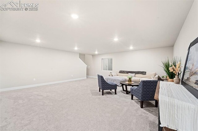 8093 Yellowleaf Pl, Colorado Springs, CO 80908 - living area with carpet flooring, baseboards, and recessed lighting