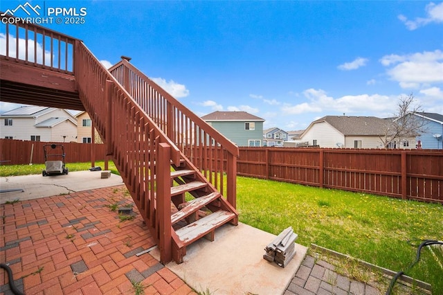 7136 Purple Thistle Ct, Colorado Springs, CO 80922 - view of patio featuring stairway and a residential view