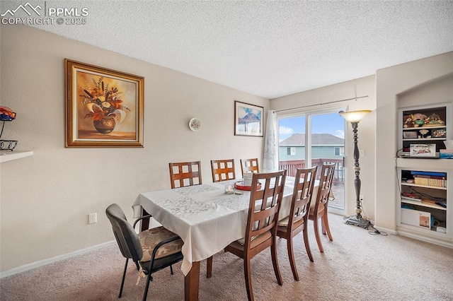 7136 Purple Thistle Ct, Colorado Springs, CO 80922 - dining space with carpet, a textured ceiling, and baseboards