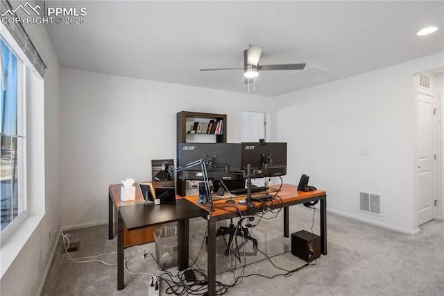 16422 Mountain Flax Dr, Monument, CO 80132 - home office with a ceiling fan and carpet