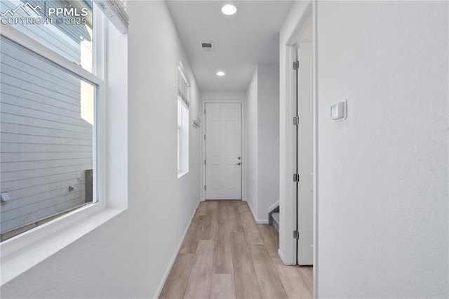 16422 Mountain Flax Dr, Monument, CO 80132 - hall with light wood finished floors and recessed lighting