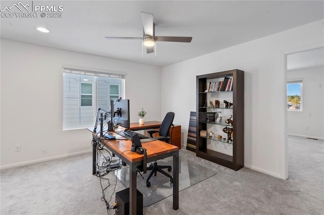 16422 Mountain Flax Dr, Monument, CO 80132 - carpeted office space featuring a ceiling fan and baseboards