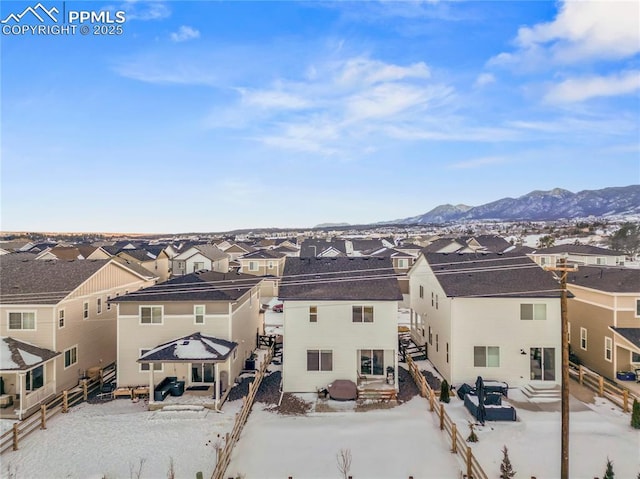 16422 Mountain Flax Dr, Monument, CO 80132 - exterior space with a residential view, a fenced backyard, a mountain view, and a patio