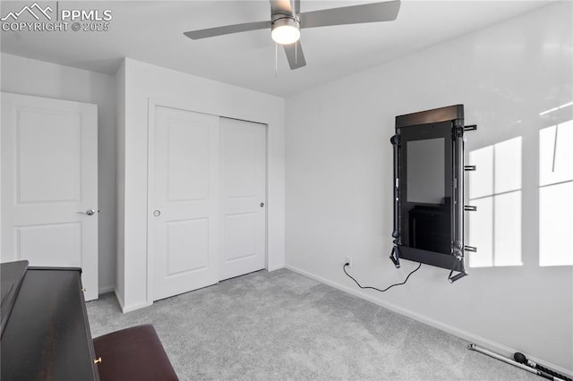16422 Mountain Flax Dr, Monument, CO 80132 - unfurnished bedroom featuring carpet flooring, a closet, and ceiling fan