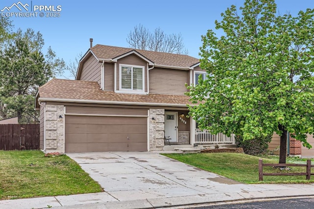 4258 Grassy Ct, Colorado Springs, CO 80916 - view of front of property with a porch, concrete driveway, roof with shingles, and a garage