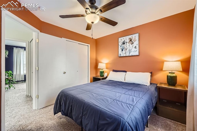4258 Grassy Ct, Colorado Springs, CO 80916 - carpeted bedroom with a closet and a ceiling fan