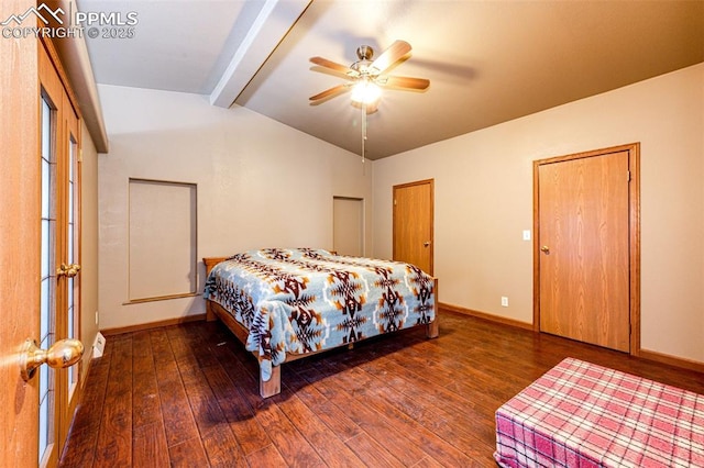 26985 Flower Cir, Simla, CO 80835 - bedroom with hardwood / wood-style floors, baseboards, and a ceiling fan