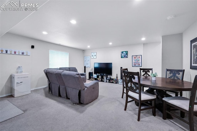 6244 Roundup Butte St, Colorado Springs, CO 80925 - living area featuring recessed lighting, light carpet, and baseboards