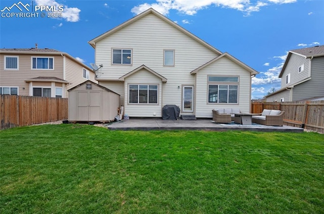 6244 Roundup Butte St, Colorado Springs, CO 80925 - back of property with outdoor lounge area and a patio