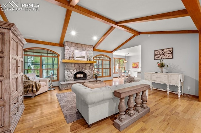 8360 Wranglers Way, Colorado Springs, CO 80908 - living area featuring light wood-type flooring, a fireplace, recessed lighting, and baseboards