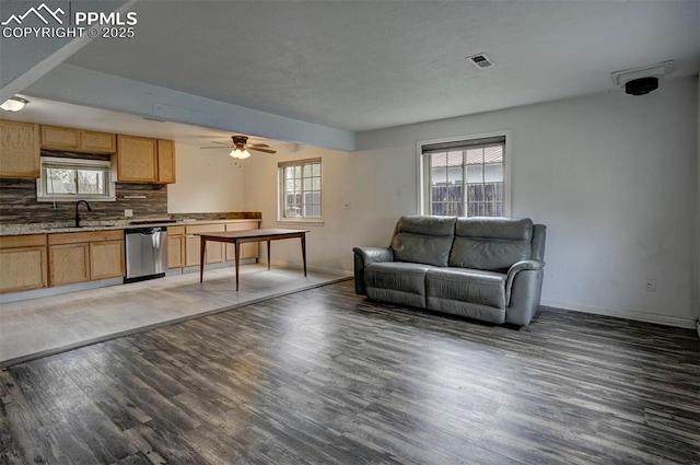 505 2nd Ave, Deer Trail, CO 80105 - living area with light wood-style flooring, baseboards, and ceiling fan
